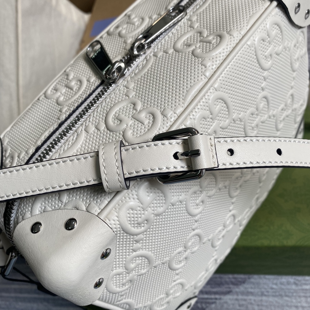 Gucci GG Embossed Shoulder Bag 626363 White